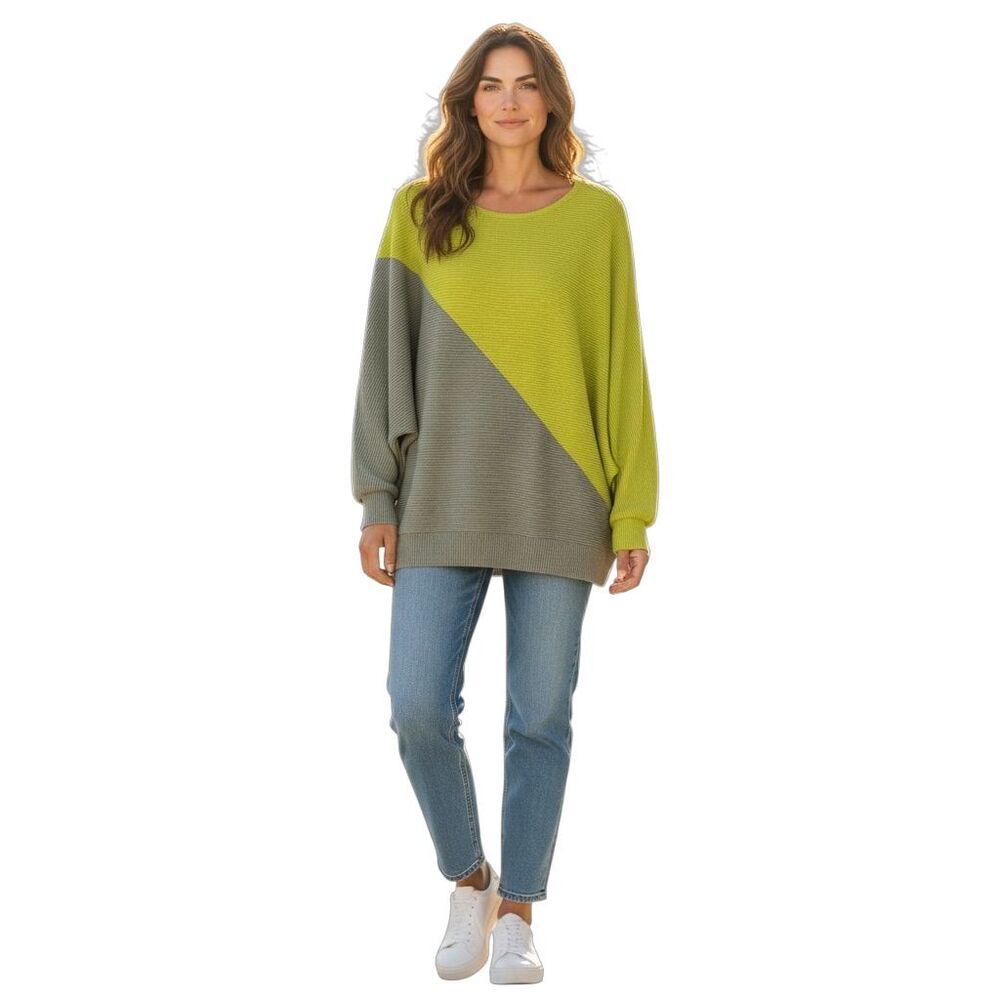 Blumin Apparel Women's Oversized Color Block Tunic Sweater M Multicolor